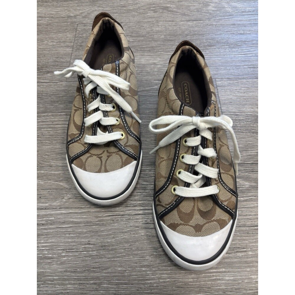 Coach Barrett Sneakers In Brown Signature Canvas Women's Size 8